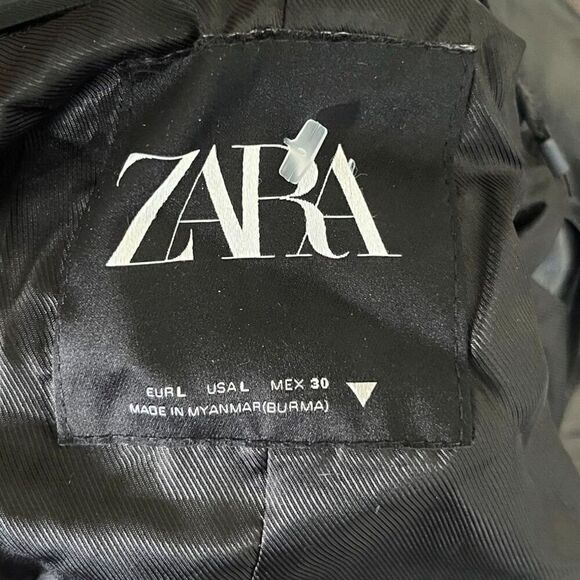 Zara Women's Size L Black Faux Leather Cropped NEW Jacket Boxy Blogger Moto Punk - Picture 6 of 17